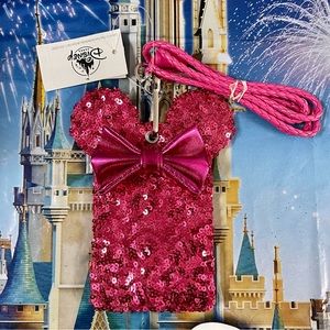 Disney Parks Loungefly Minnie Mouse Sequined ID Card Holder Lanyard
